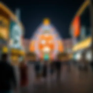 Dubai Mall: A Nighttime Vibrance Dubai Mall illuminated at night with people enjoying the ambiance