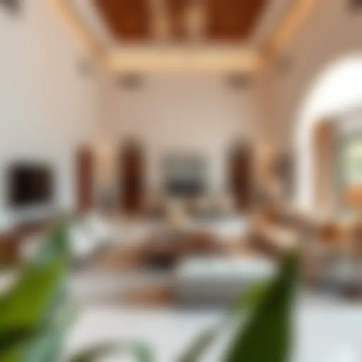 Spacious living room with modern decor in Al Barari villa