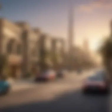 Vibrant Neighborhood in Dubai Vibrant neighborhood scene in a popular Dubai district