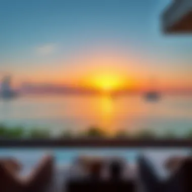 Stunning sunset view from a Bay Villa overlooking the water