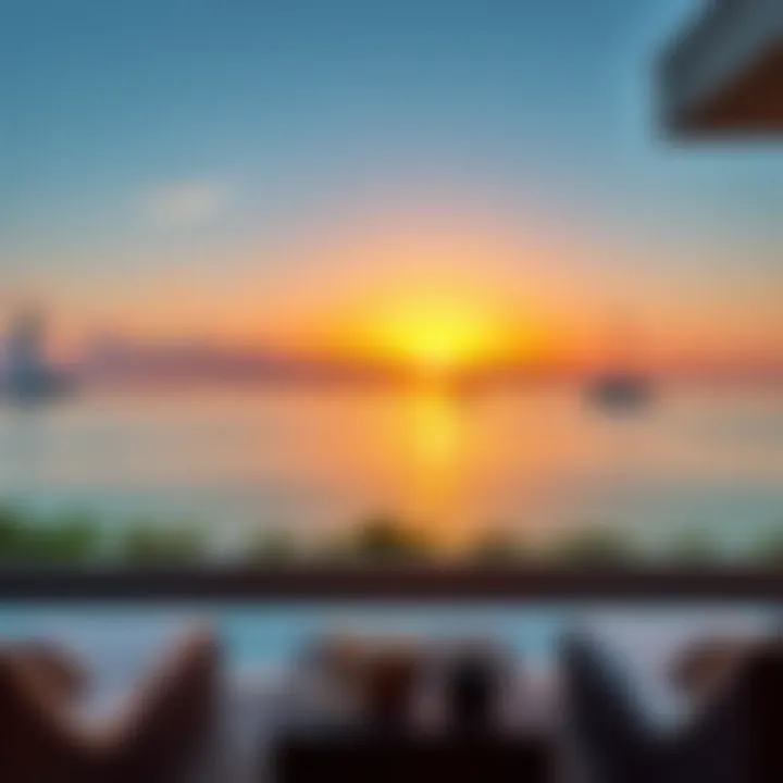 Stunning sunset view from a Bay Villa overlooking the water