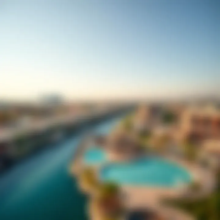 Recreational Amenities in Dubai Lagoon Community Aerial view of Dubai Lagoon community highlighting recreational amenities