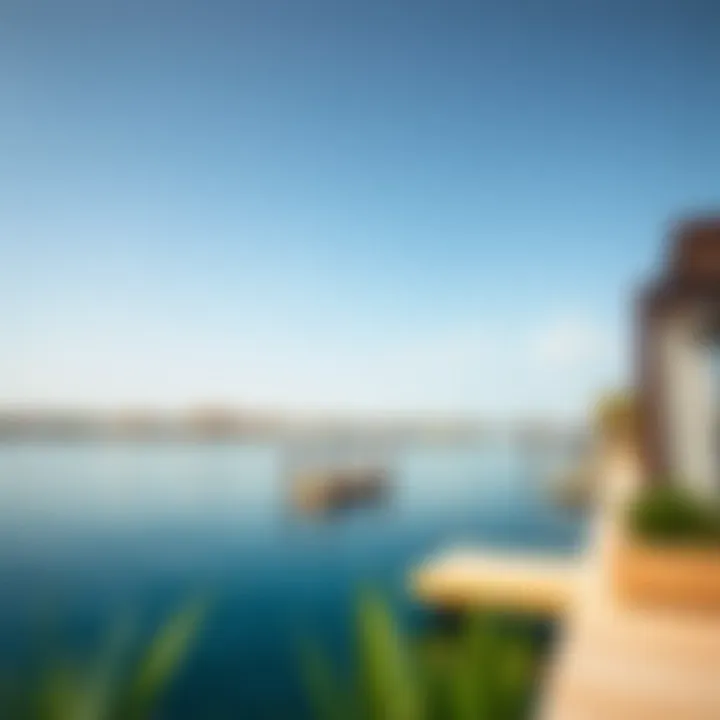 Tranquil Waterfront Surroundings of Dubai Lagoon Serene waterfront view surrounding Dubai Lagoon Villas