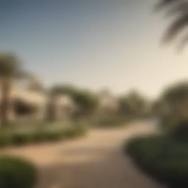 Serene Landscape of Dubai Ranches A serene landscape view of Dubai Ranches showcasing modern villas surrounded by lush greenery.