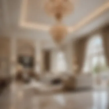 Luxurious Villa Interior in Dubai Ranches Luxurious interior of a villa in Dubai Ranches highlighting modern design and high-end finishes.