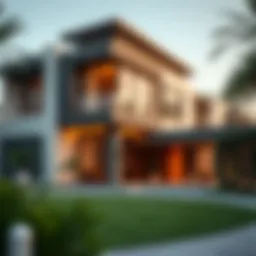 Luxurious villa exterior showcasing modern architecture in Dubai