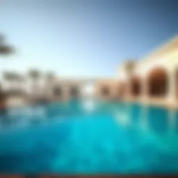 Stunning private pool surrounded by luxury architecture