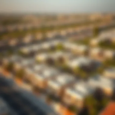 Aerial Perspective of Rukan Townhouse Community Aerial view of Rukan Townhouses surrounded by vibrant neighborhood