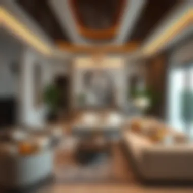 Elegant Interior Design in Villa Living Rooms Elegant interior of a spacious living room in a villa