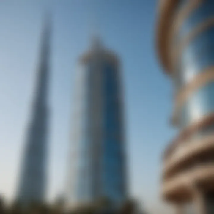 Close-up of the architectural details of Dubai Pearl Tower