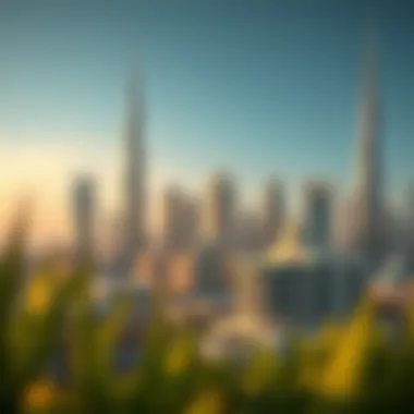 Dubai Skyline with Luxurious Real Estate Stunning skyline of Dubai showcasing luxury properties