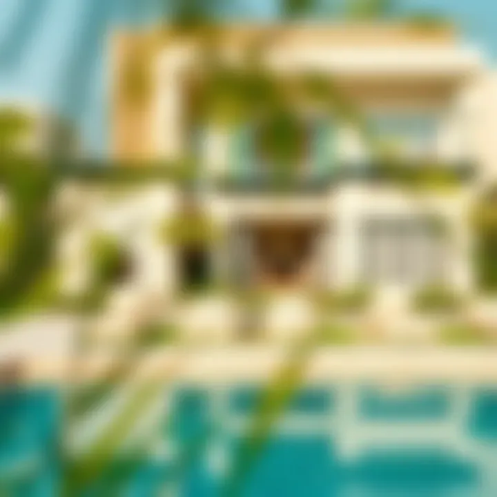 Serene Outdoor Spaces in Dubai Stunning outdoor view of a villa with a landscaped garden