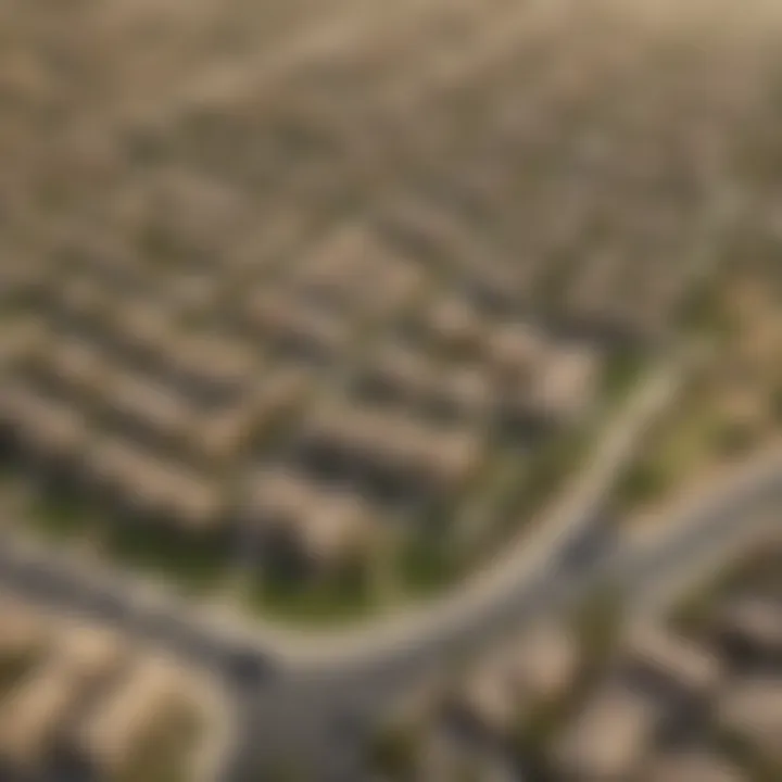 Aerial view of the Arabian Ranches neighborhood highlighting its layout