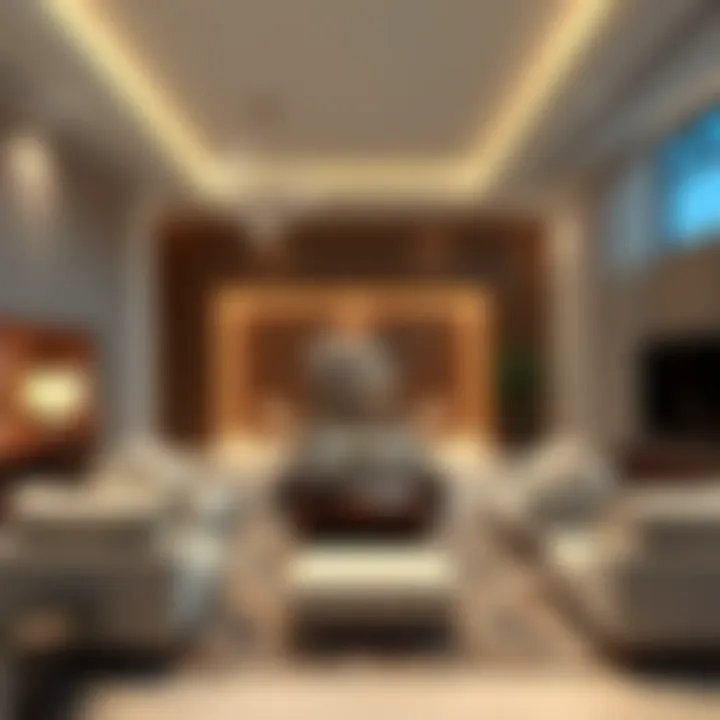 Contemporary Interior Design Spacious living area inside a Nad Al Sheba villa