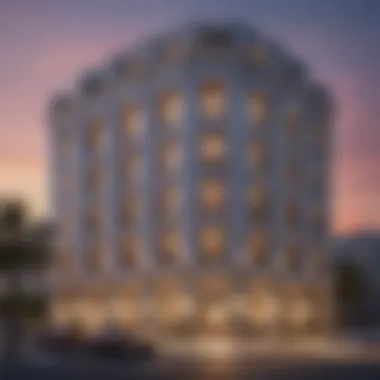 Stunning façade of Jannah Hotel Apartments showcasing modern architecture