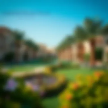 Beautifully landscaped gardens surrounding Jumeirah Island Villas