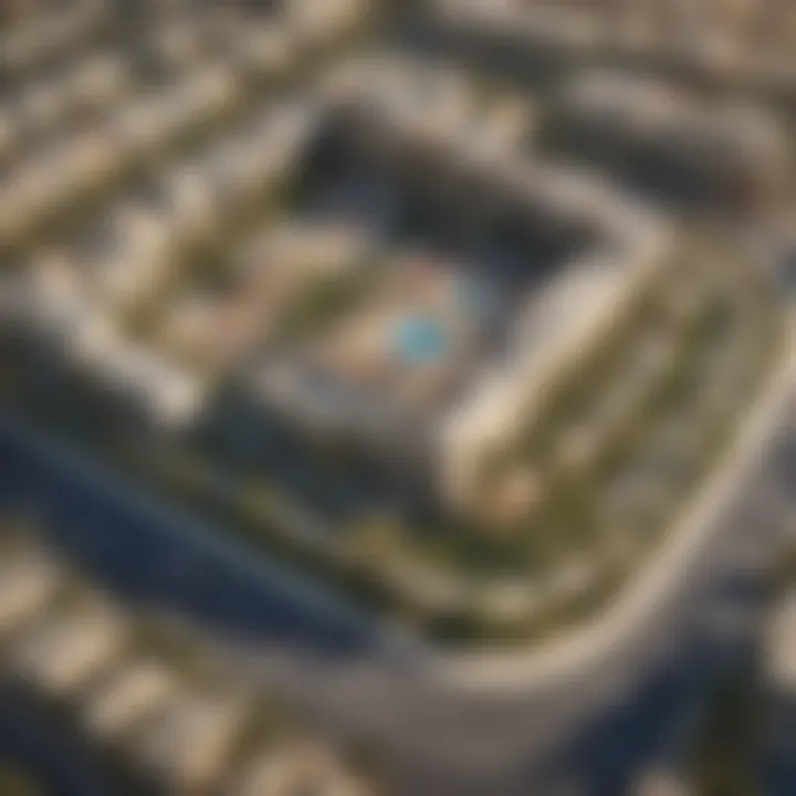 Aerial view of Naseem Mudon, highlighting its strategic location in Dubai