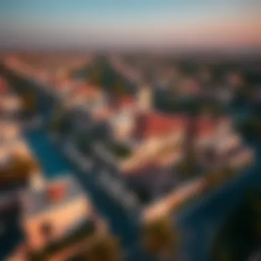 Aerial View of Luxury Villa Neighborhood Aerial view of a vibrant neighborhood showcasing luxury villas