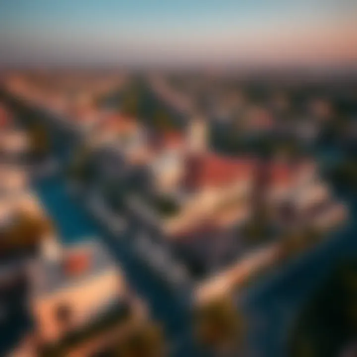 Aerial View of Luxury Villa Neighborhood Aerial view of a vibrant neighborhood showcasing luxury villas