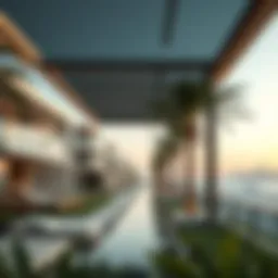 Stunning beachfront view of Palm Jumeirah houses