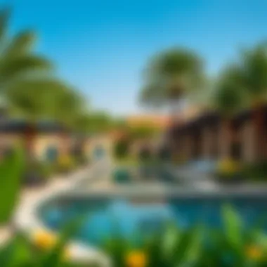 Lush Outdoors at Pavilion Jumeirah Islands Expansive outdoor spaces with lush gardens and pools