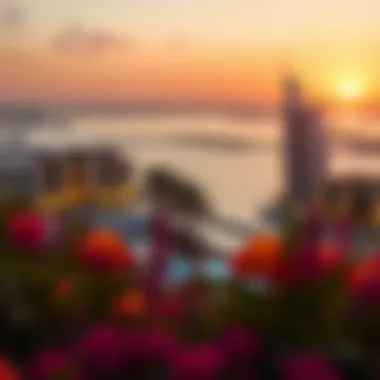 Breathtaking Sunset Views at Pavilion Jumeirah Islands Panoramic view of Pavilion Jumeirah Islands at sunset