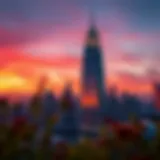 Stunning skyline view featuring the Princess Tower at sunset