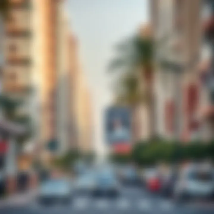 Living in Dubai: A Look into Popular Neighborhoods A vibrant neighborhood in Dubai with bustling streets and residential buildings