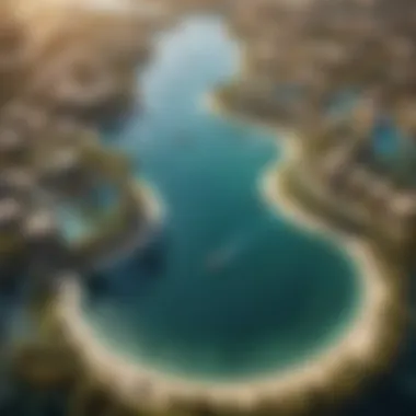 A stunning aerial view of The Lagoon Dubai showcasing its water features