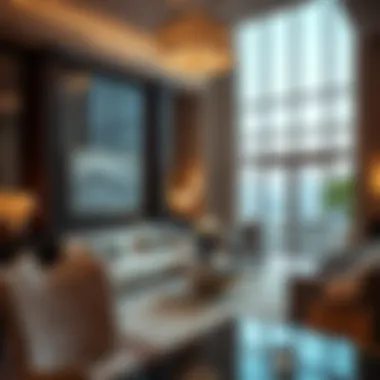 Elegant Interiors of The Lana Dubai Luxurious living space within The Lana Dubai featuring elegant interiors