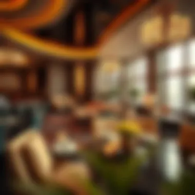 Elegant Interior of the Penthouse Club Elegant interior design of a penthouse club with opulent furnishings and vibrant decor