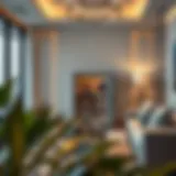 Elegant luxury home safe displayed in a contemporary living room setting