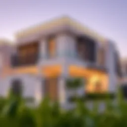 An elegant single row villa showcasing modern architecture